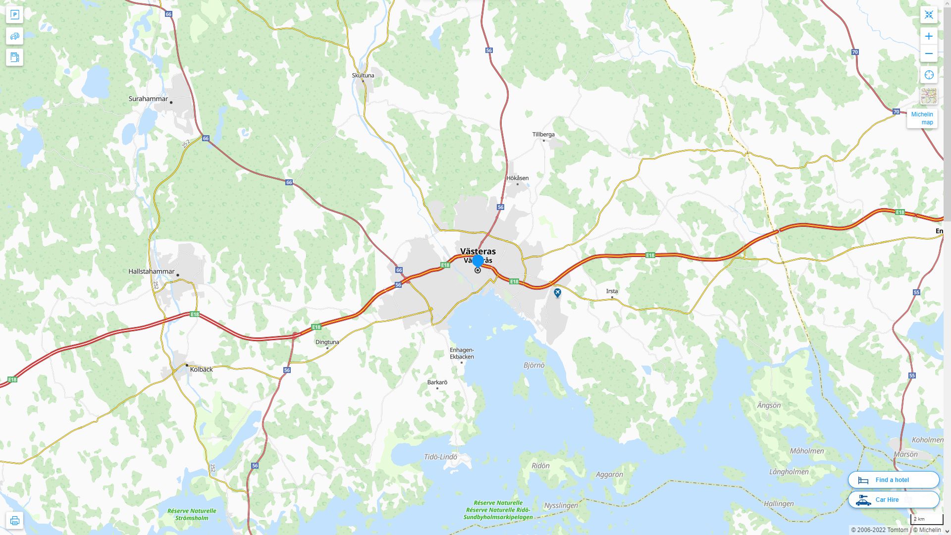 Vasteras Highway and Road Map